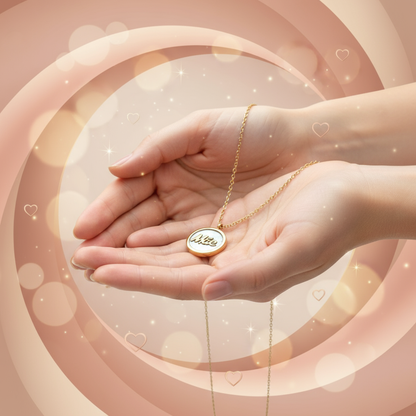 Banner Colar em aço com madrepérola e palavra MÃE