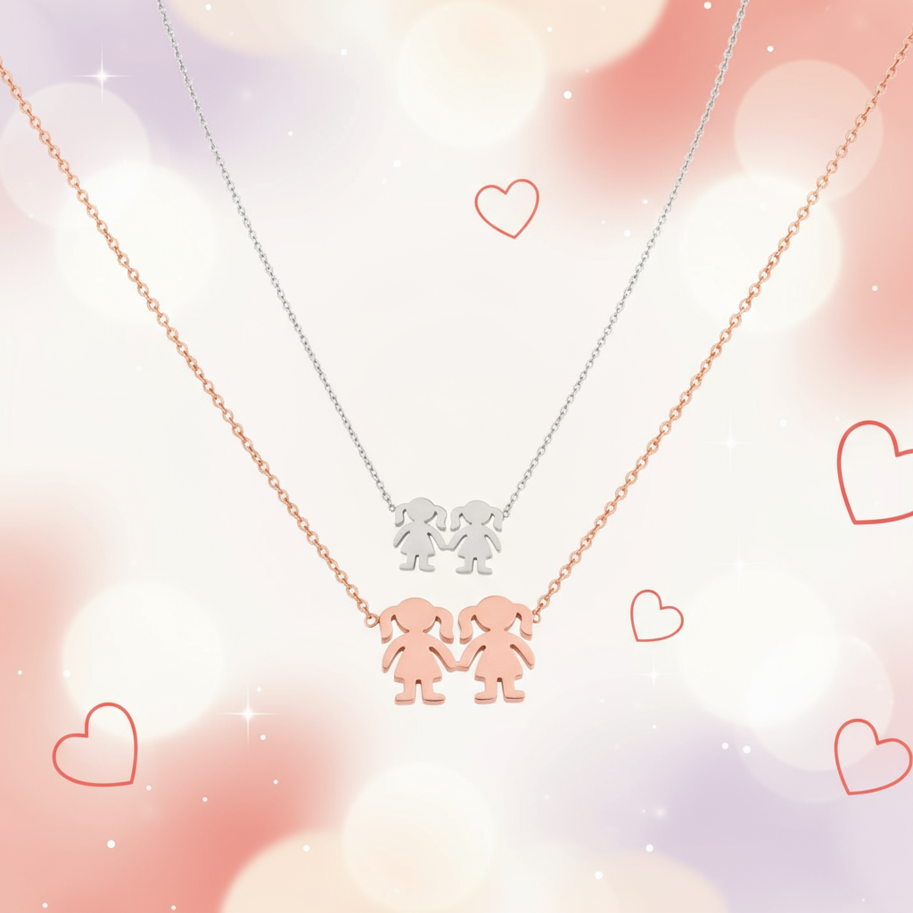 Banner Colar em aço duas meninas