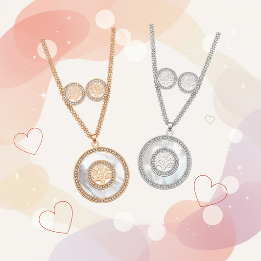 Banner Conjunto de 2 jóias em aço - Árvore da Vida