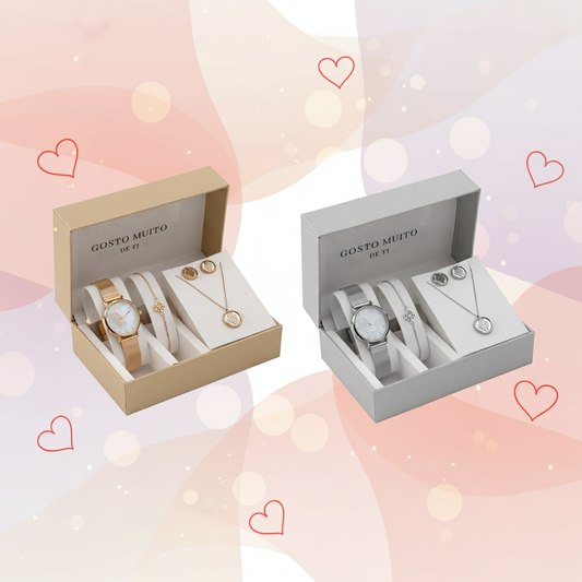 Banner Conjunto de jóias em aço - Gosto Muito de Ti - Coração de Viana 2