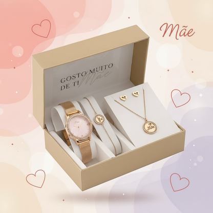 Banner Conjunto de jóias em aço - Gosto Muito de Ti - Mãe