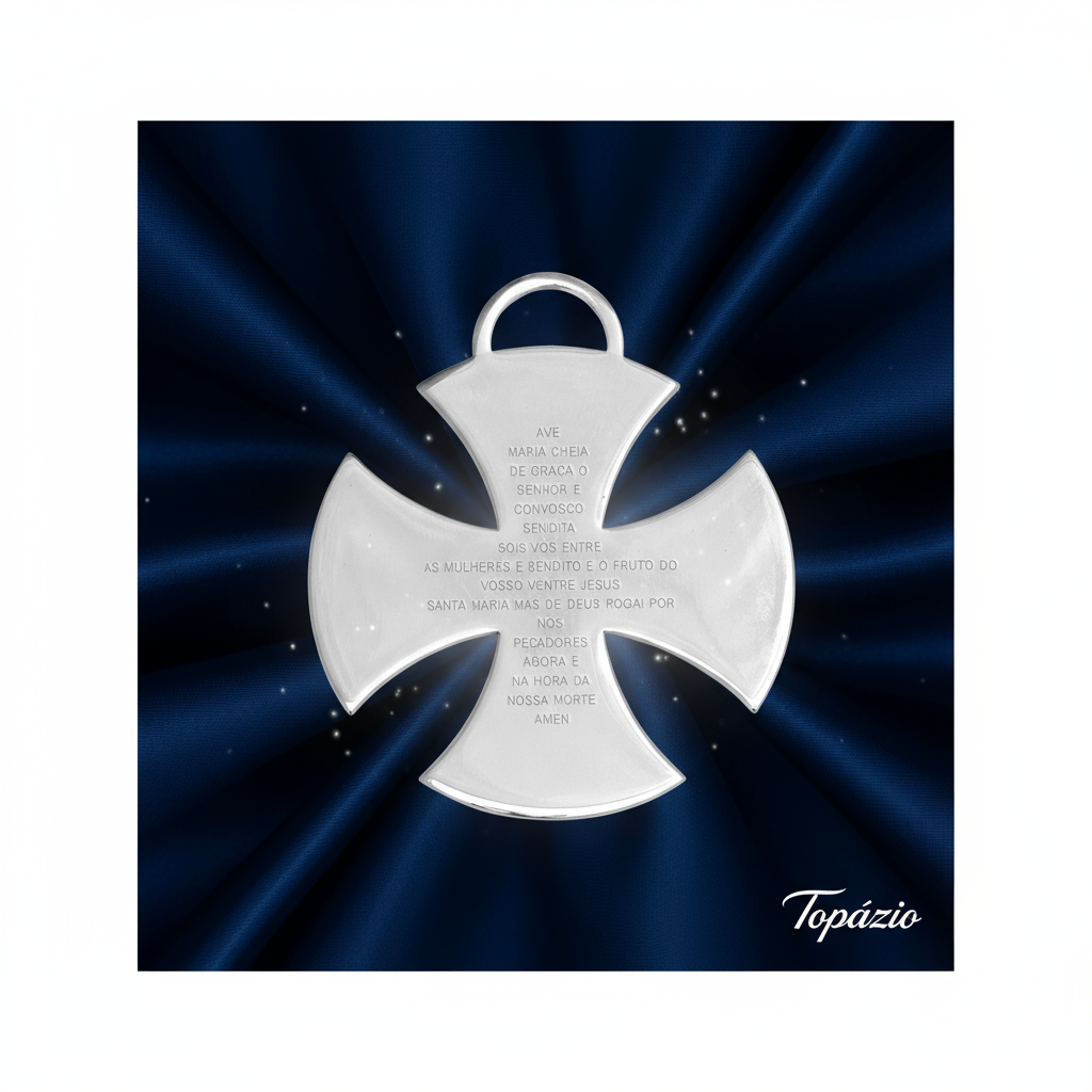 Banner Pendente Cruz de Malta Ave Maria Topázio
