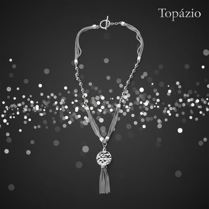 Banner Topázio - Colar Círculo Feminino Prateado Elegante