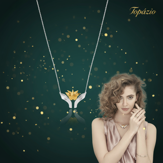 Banner Topázio - Colar Guardian Feminino Pendente Flor Prata