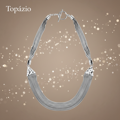 Banner Topázio - Colar Triângulo Feminino Multi-fios Metal