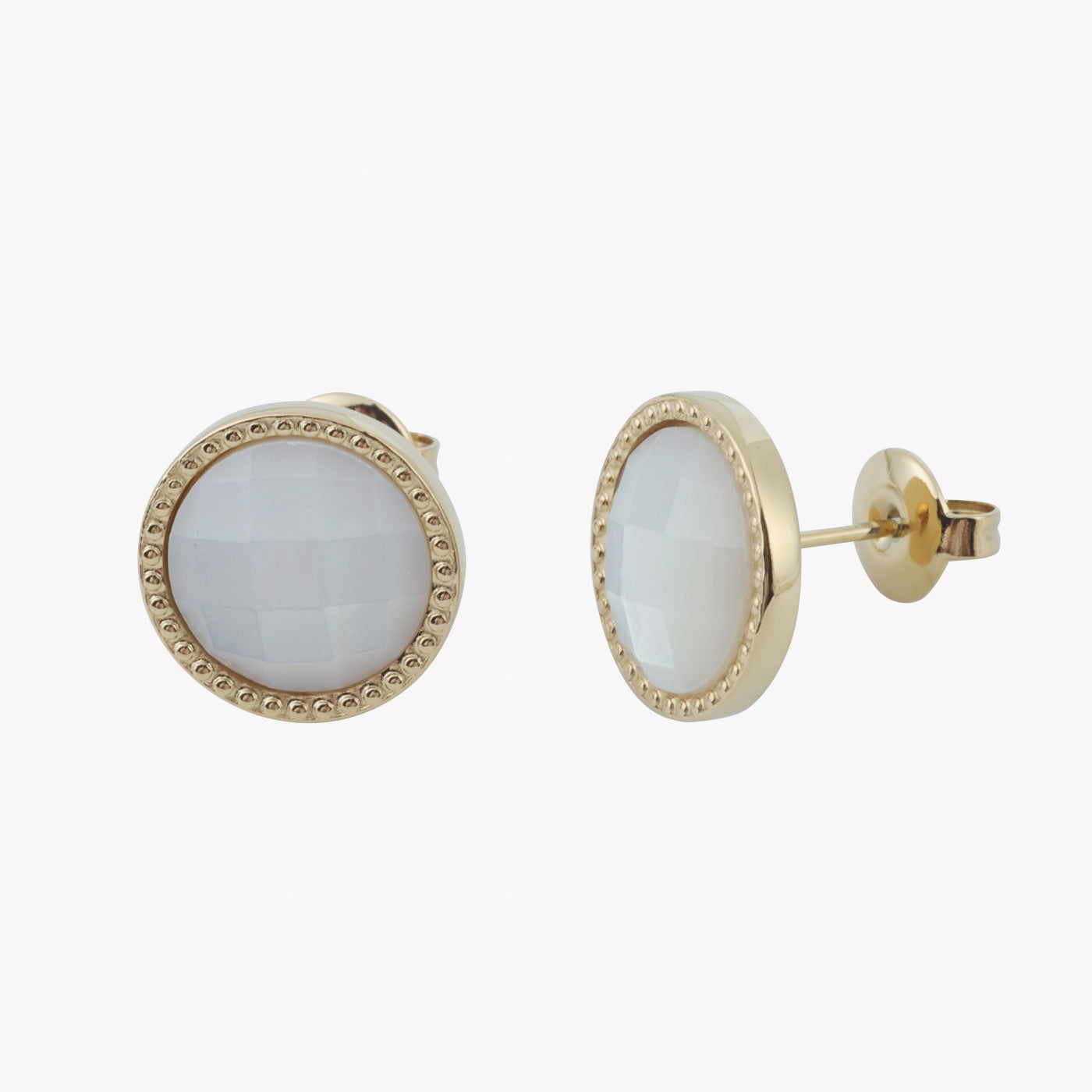 Brincos Redondo Pedra Natural | Aço Inoxidável | Coleção Stellara