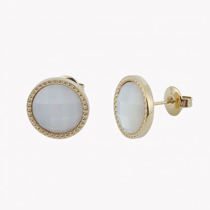 Brincos Redondo Pedra Natural | Aço Inoxidável | Coleção Stellara