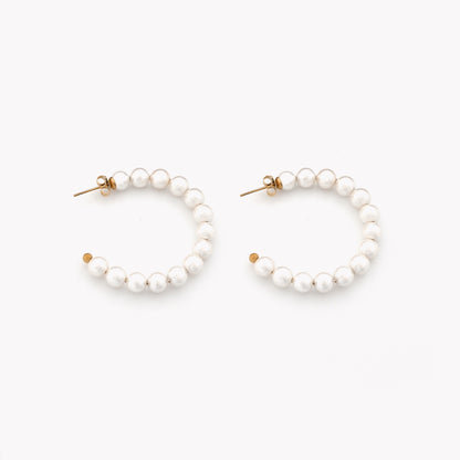 Brincos Argolas Pérolas | Aço Inoxidável | Coleção Stellara