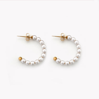 Brincos Argolas Pérolas | Aço Inoxidável | Coleção Stellara