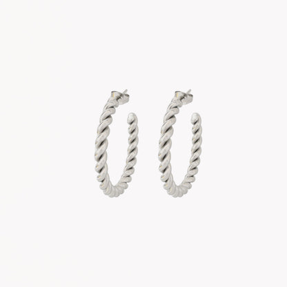 Brincos Argolas Efeito Torcido | Aço Inoxidável | Coleção Stellara