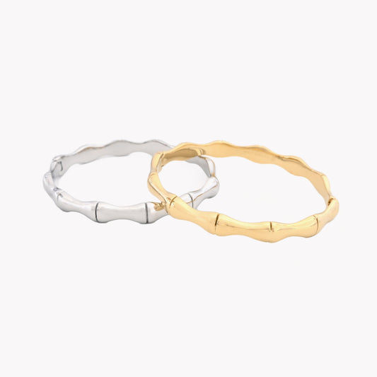 Pulseira Rígida Bambu Grossa | Aço Inoxidável | Coleção Stellara