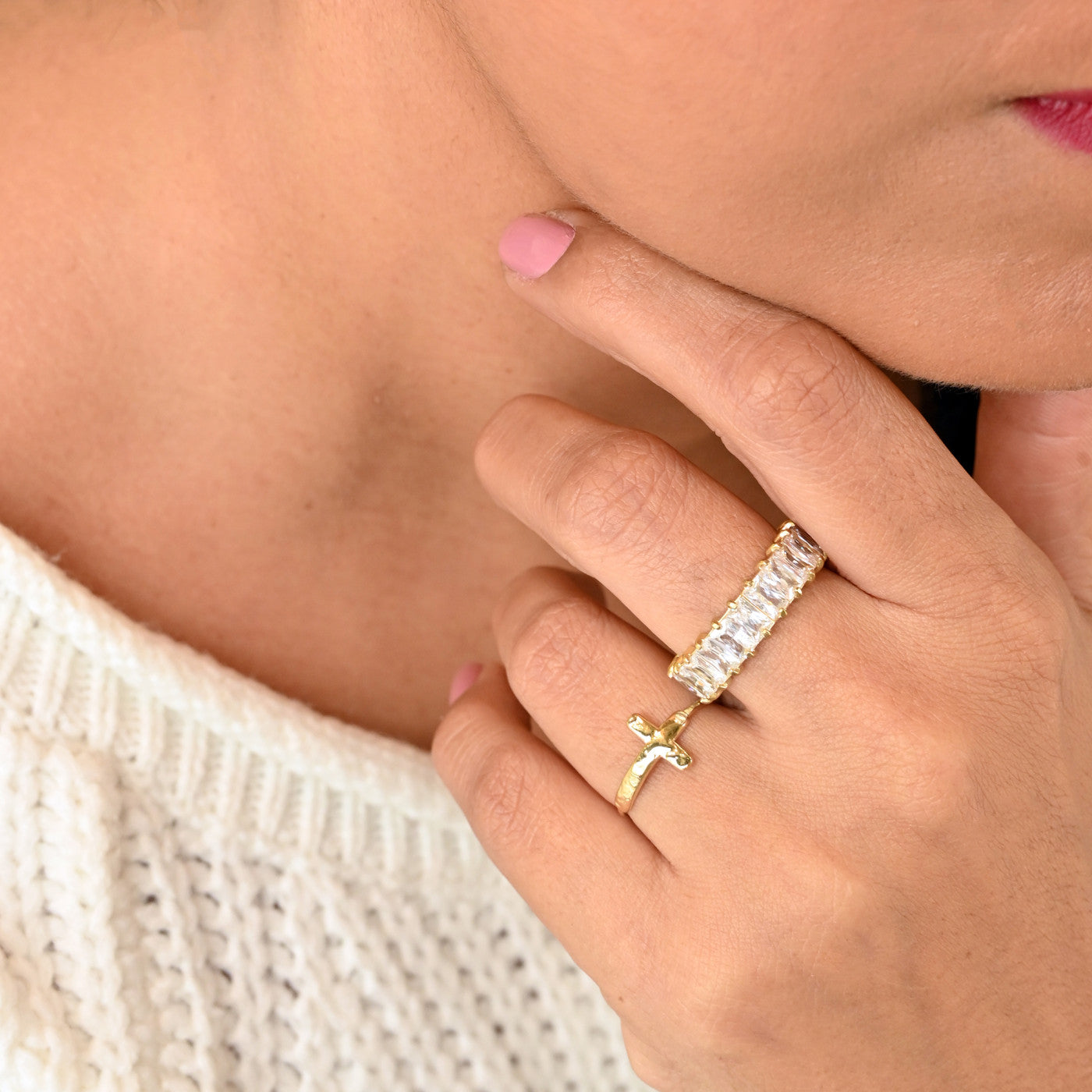 Anel Brilhantes Retangulares | Aço Inoxidável | Coleção Stellara