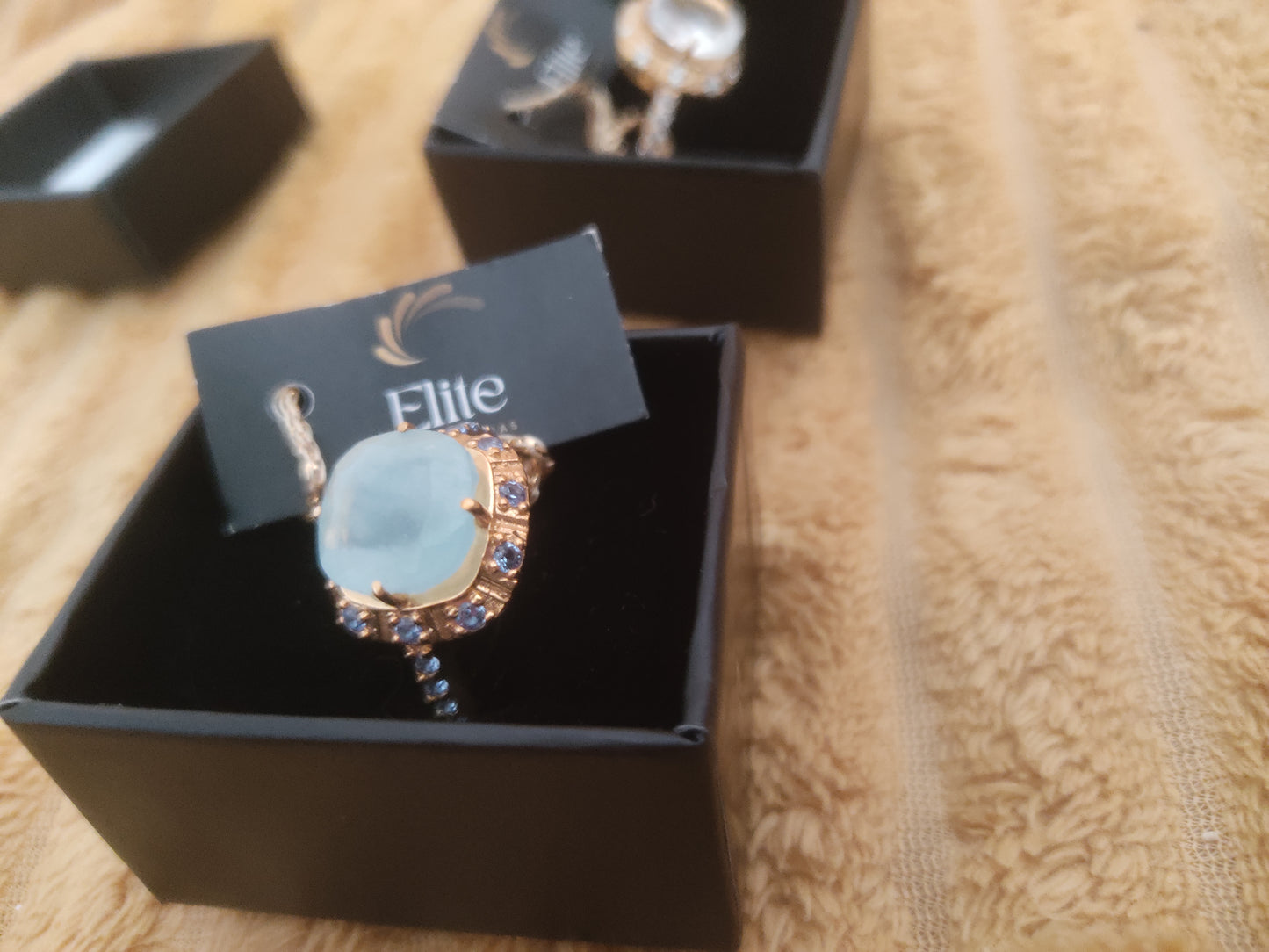 Anel Aquamarina para Mulher | Prata 925 Banho Ouro | Elite