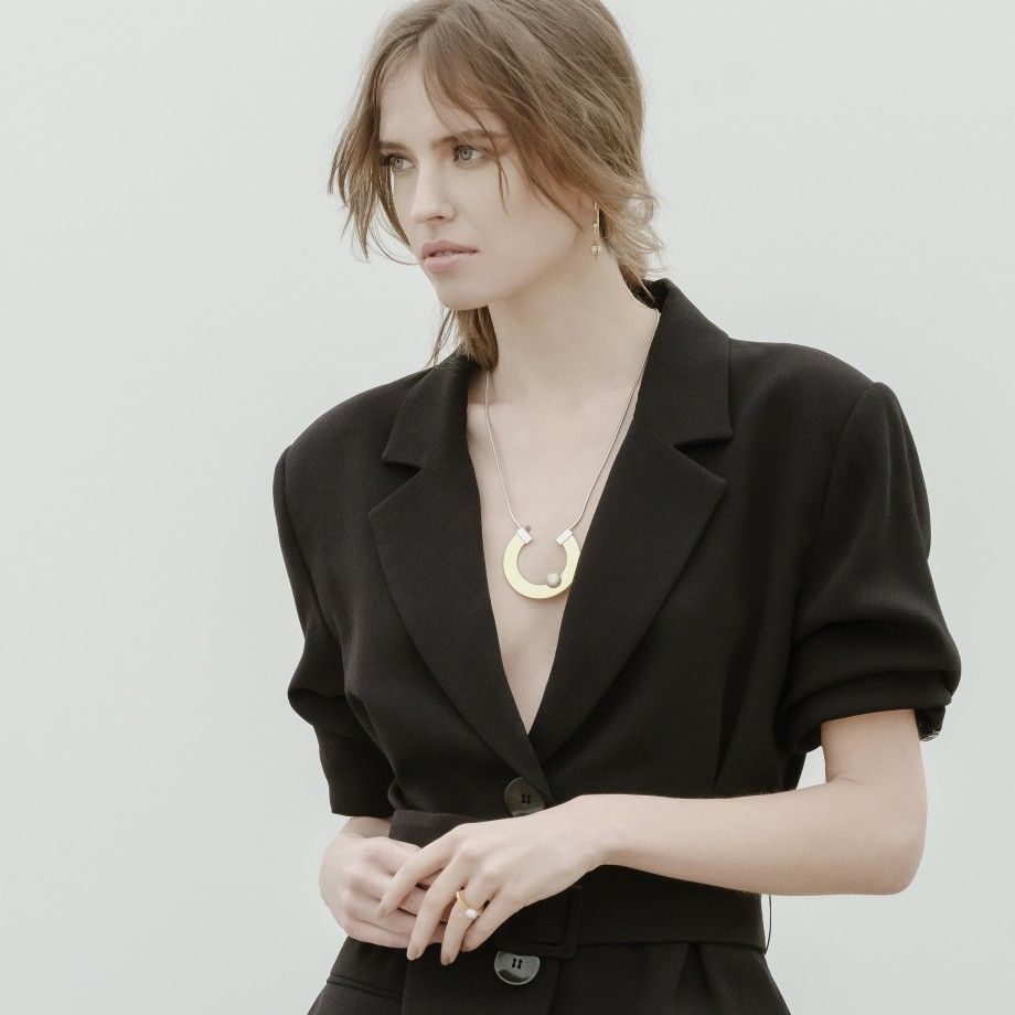 Brincos Orbit para Mulher | Prata 925 Banho Ouro | Topázio