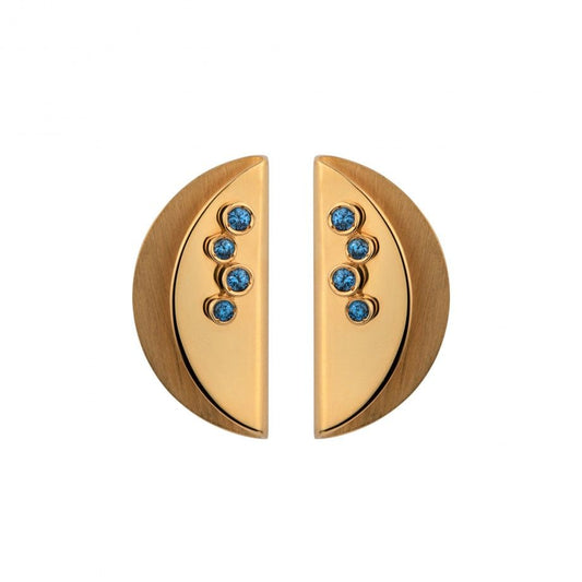 Brincos Rivière com Cristais Azuis para Mulher | Banho de Ouro | Topázio