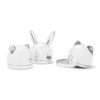 Caixa de Lembrança Bebê Urso | Bilaminado de Prata Polida | Topázio