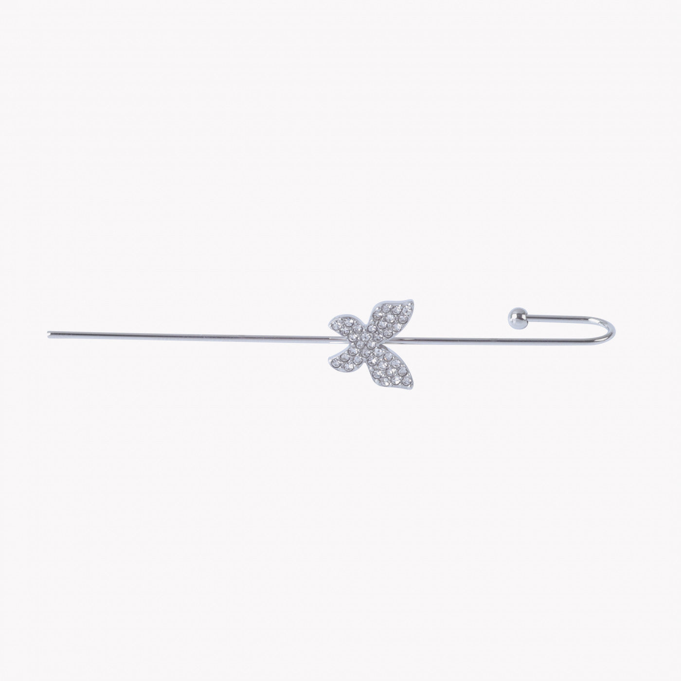 brinco ear cuff borboleta em prata com cristais e design alongado da Carmo Joalheiros