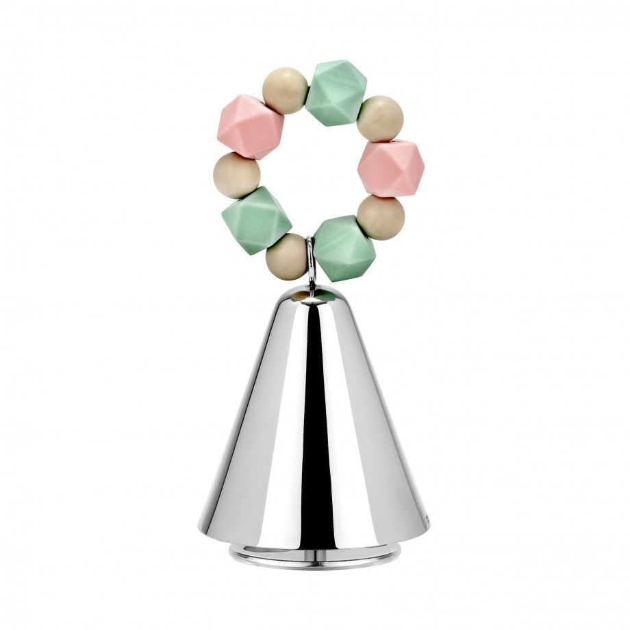 Topázio 1874 caixa de música decorativa em metal prateado com argola de contas pastel