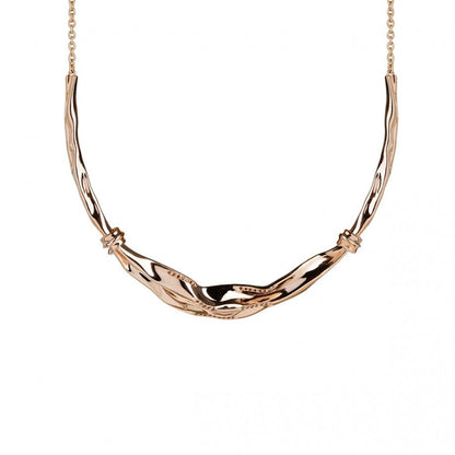colar tissu feminino Carmo Joalheiros colar de metal banho rose design torcido ondulado acabamento polido