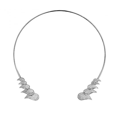 Carmo Joalheiros gargantilha filigrana portuguesa em prata colar aberto com motivos folhas decorativas