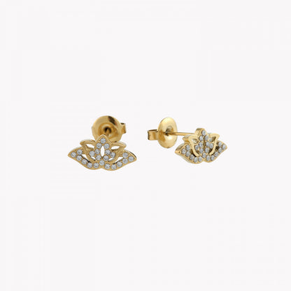 Brincos aço e zircônias flor de lótus - Terra de Estrelas