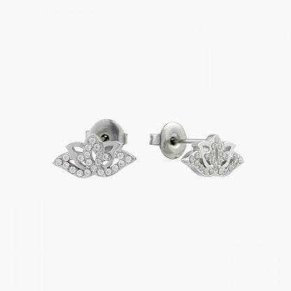 Brincos aço e zircônias flor de lótus - Terra de Estrelas