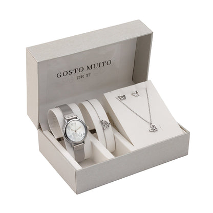 Conjunto 4 Peças Borboleta Gosto Muito de Ti | Aço Inoxidável | Coleção Stellara