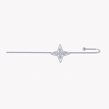 brinco ear cuff estrela aço inox da Carmo Joalheiros com estrela cravejada e haste alongada