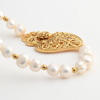 Colar Pérolas Coração de Viana | Aço Inoxidável | Coleção Stellara