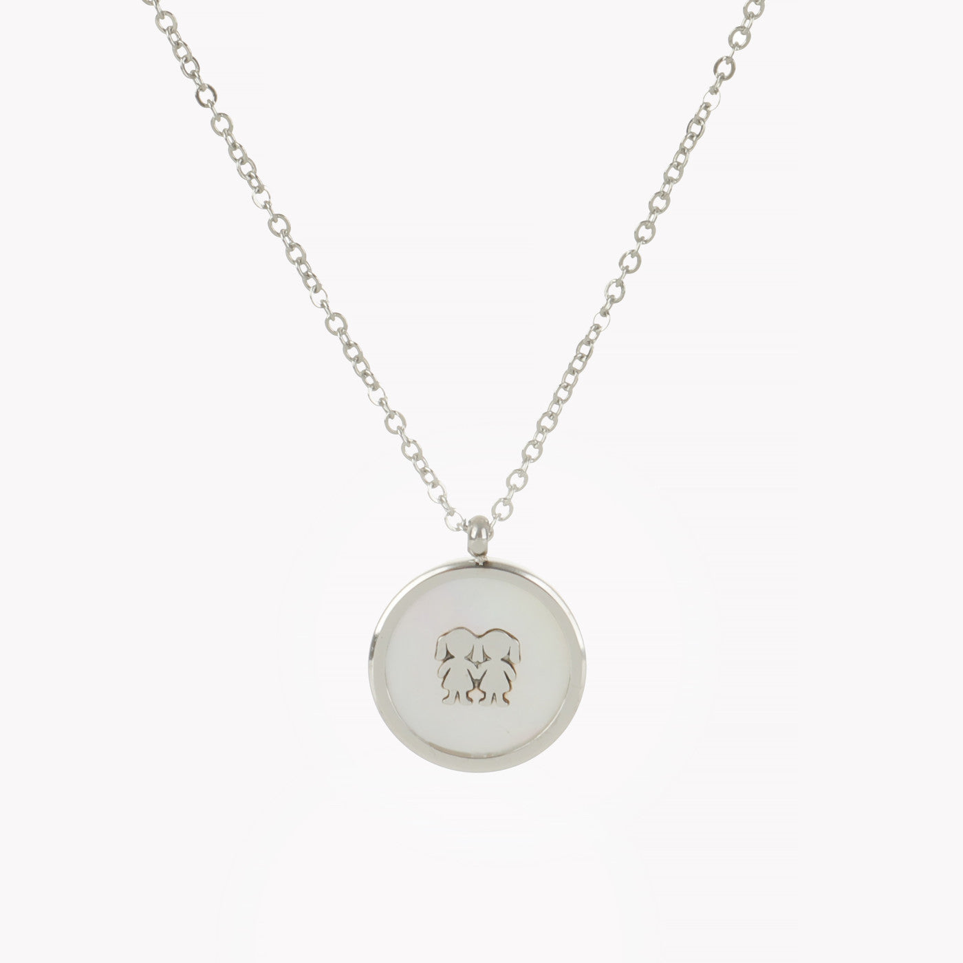 Colar Madrepérola e Duas Meninas | Aço Inoxidável | Coleção Stellara