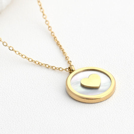 Colar Coração com Madrepérola | Aço Inoxidável | Coleção Stellara