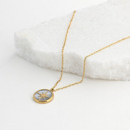 Colar Estrela com Madrepérola | Aço Inoxidável | Coleção Stellara