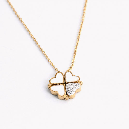Colar Trevo e Coração 2 em 1 | Aço Inoxidável | Coleção Stellara