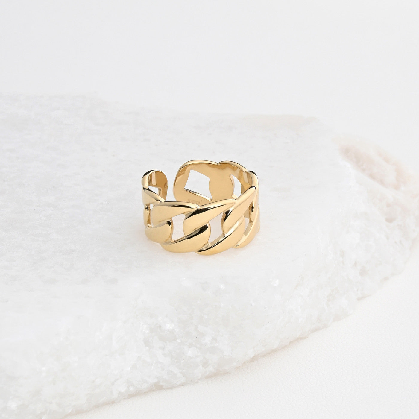 Anel ajustável aço corrente - Terra de Estrelas