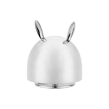 caixa de música decorativa em metal prateado com acabamento polido e orelhas decorativas Carmo Joalheiros