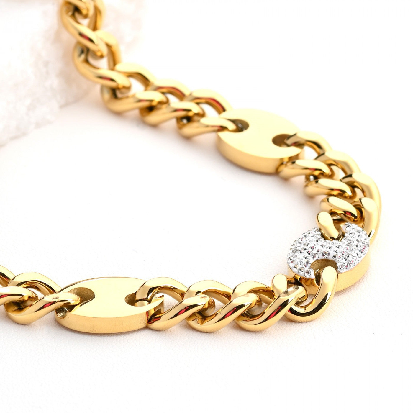 Colar Malha Grossa com Brilhantes | Aço Inoxidável | Coleção Stellara