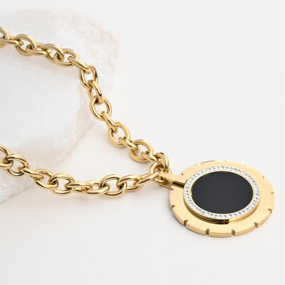 Colar Redondo com Madrepérola | Aço Inoxidável | Coleção Stellara