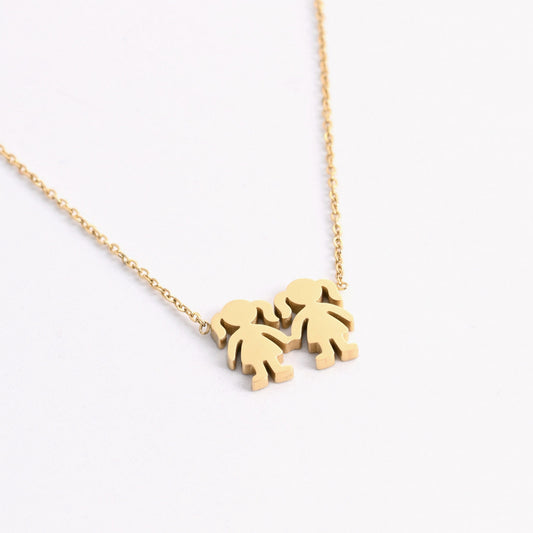 Colar Duas Meninas | Aço Inoxidável | Coleção Stellara