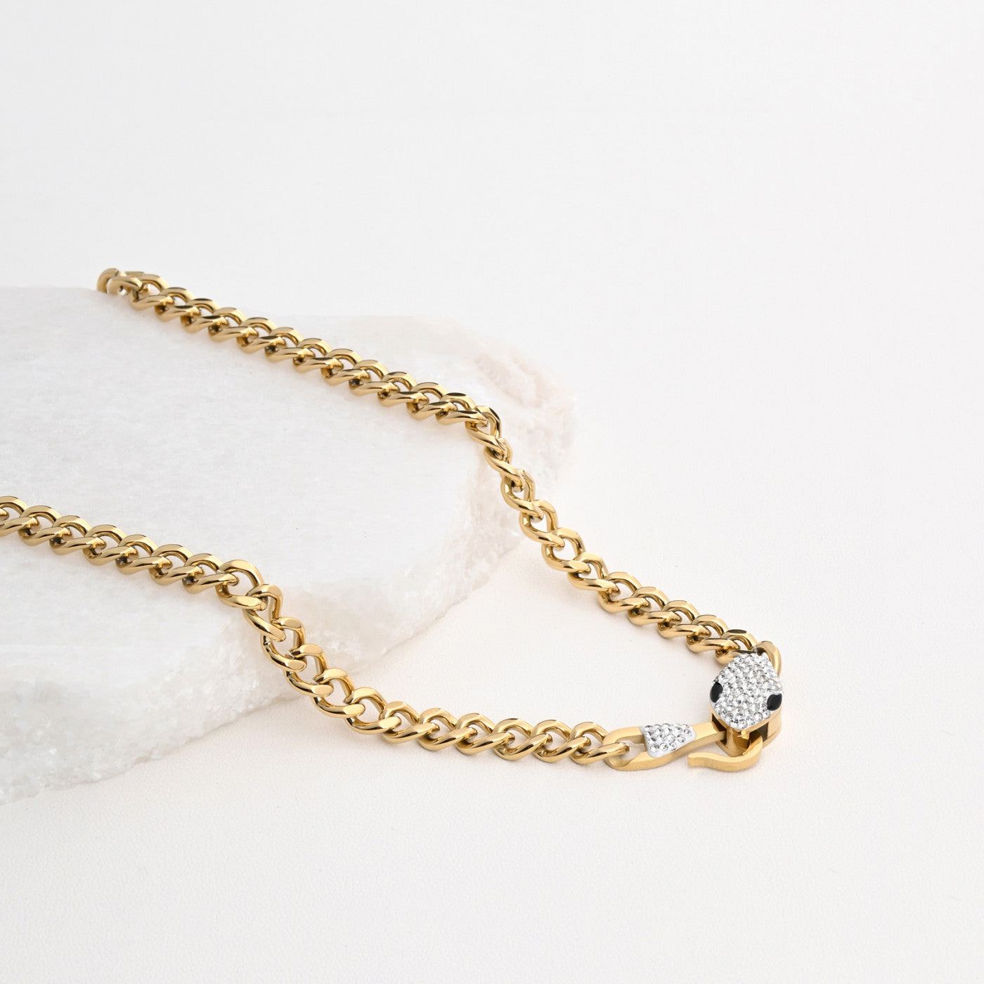 Colar Cobra com Brilhantes | Aço Inoxidável | Coleção Stellara