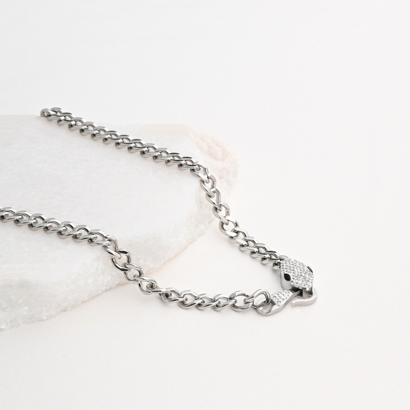 Colar Cobra com Brilhantes | Aço Inoxidável | Coleção Stellara