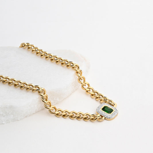 Colar Malha Quadrada com Brilhantes | Aço Inoxidável | Coleção Stellara