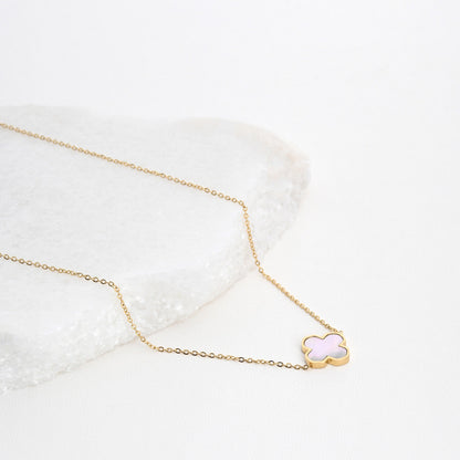 Colar Trevo com Madrepérola | Aço Inoxidável | Coleção Stellara