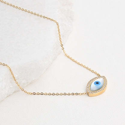 Colar Olho Turco com Madrepérola | Aço Inoxidável | Coleção Stellara