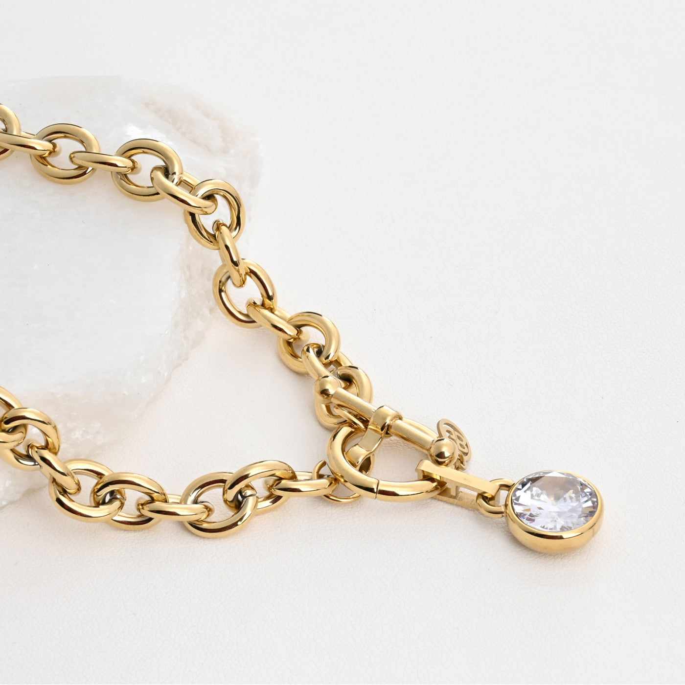 Colar Elos com Zircónia Gota | Aço Inoxidável | Coleção Stellara