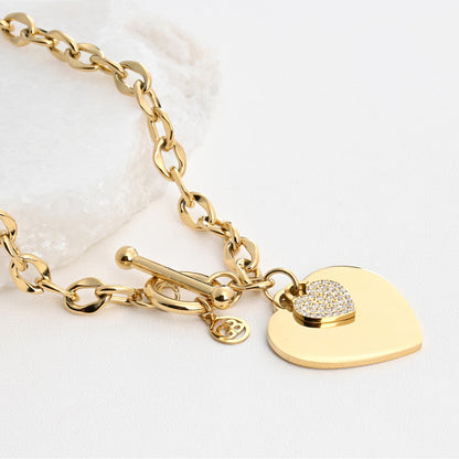 Colar Elos com Coração | Aço Inoxidável | Coleção Stellara