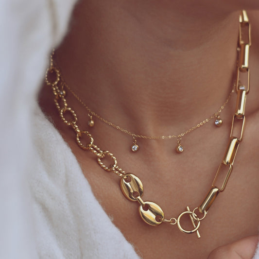 Colar Trevo com Brilhantes | Aço Inoxidável | Coleção Stellara