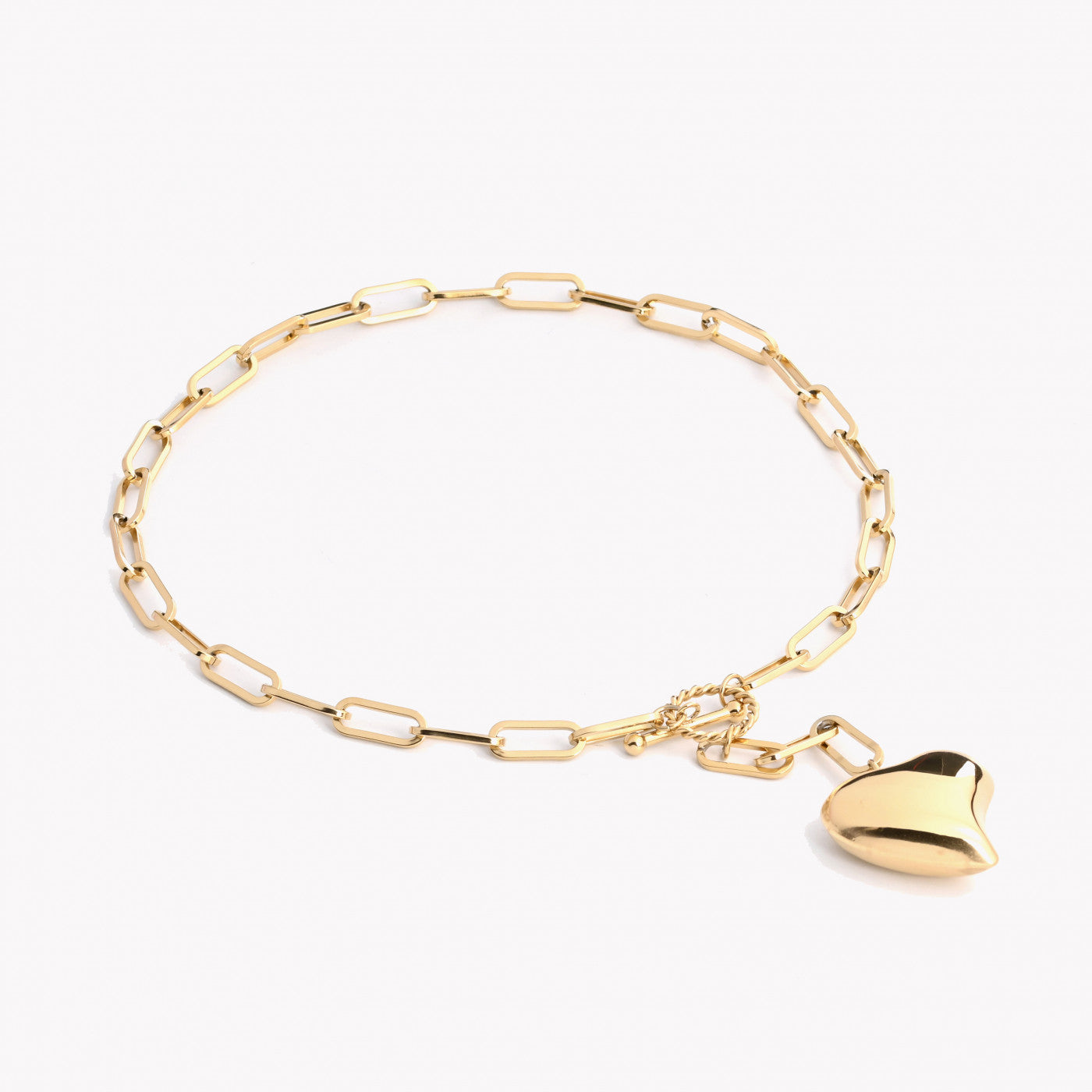 Colar Elos com Coração | Aço Inoxidável | Coleção Stellara