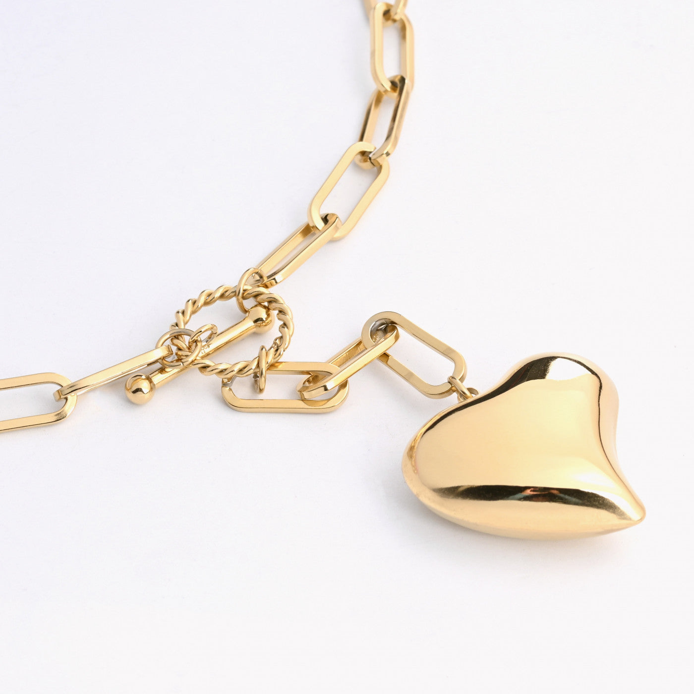 Colar Elos com Coração | Aço Inoxidável | Coleção Stellara